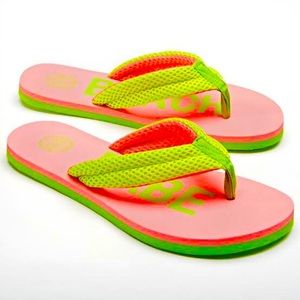 NEW SO Neon Flip Flops Beach Babe Sandals Women’s NWOT